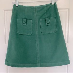 BODEN DEEP GREEN A-LINE SKIRT WITH FRONT POCKETS - SIZE 2
